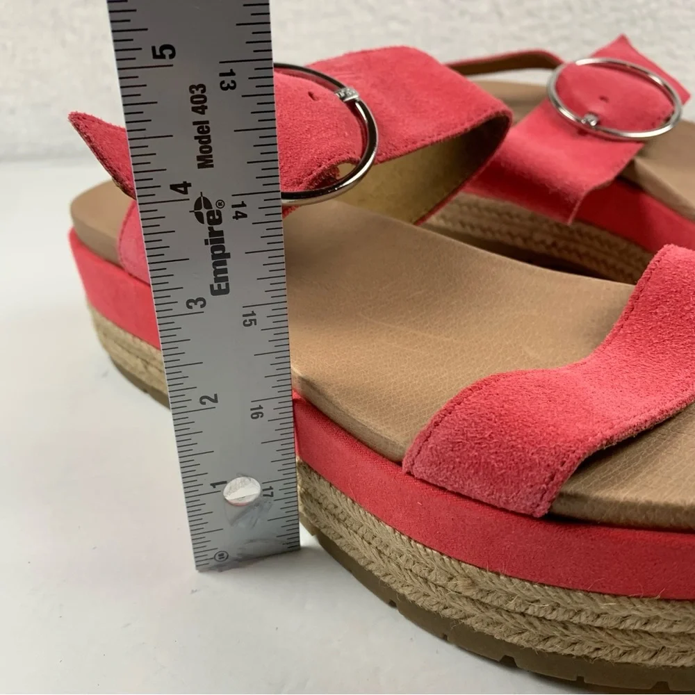 UGG April suede espadrille platform sandal coral pink 9.5 NWOB Flaw Mark 7230‎